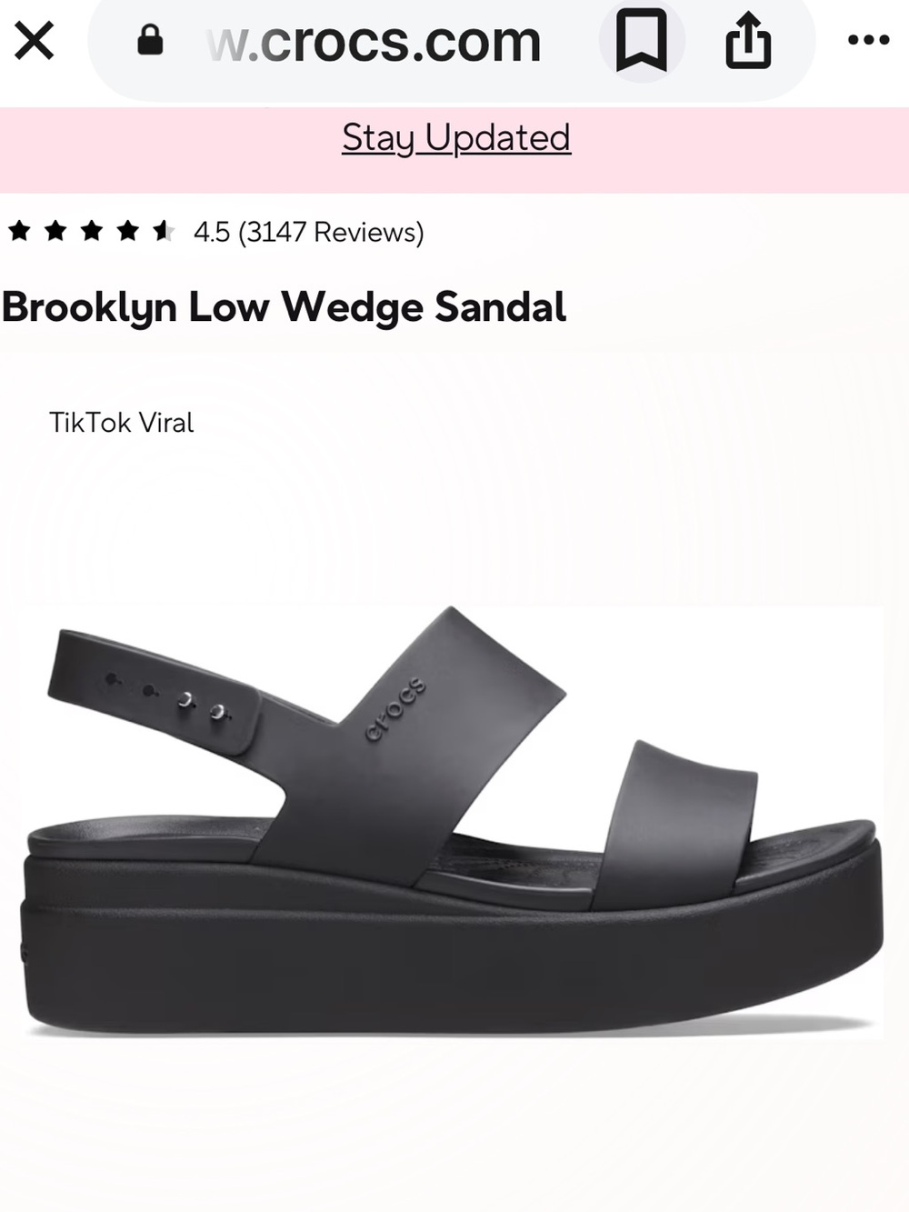 Crocs Brooklyn Low Wedge Sandals Black Platform Comfort Womens 9 New W/O Box